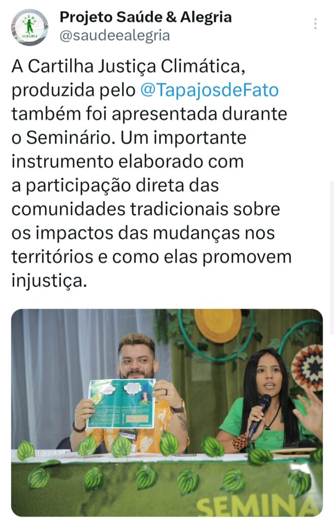 Vozes do Tapajós se articulam para a COP na Amazônia em 2025: “Temos o desafio de furar essa bolha porque somos parte da solução climática” 22 Twittes PSA 11 1