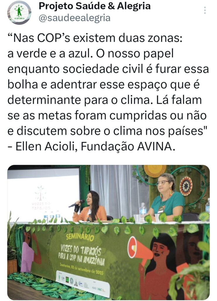 Vozes do Tapajós se articulam para a COP na Amazônia em 2025: “Temos o desafio de furar essa bolha porque somos parte da solução climática” 21 Twittes PSA 12 1