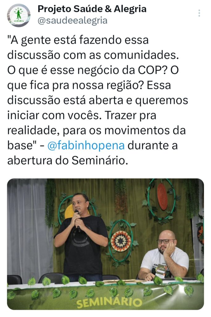 Vozes do Tapajós se articulam para a COP na Amazônia em 2025: “Temos o desafio de furar essa bolha porque somos parte da solução climática” 9 Twittes PSA 2 1