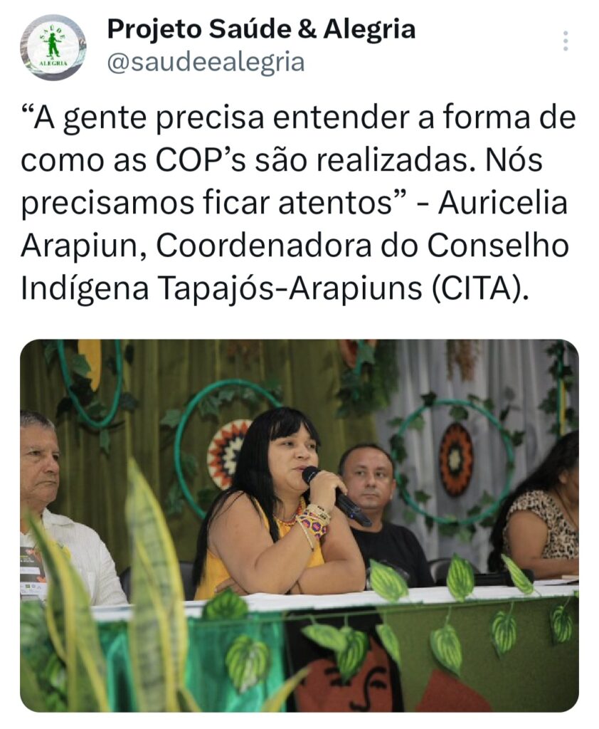 Vozes do Tapajós se articulam para a COP na Amazônia em 2025: “Temos o desafio de furar essa bolha porque somos parte da solução climática” 28 Twittes PSA 5 1